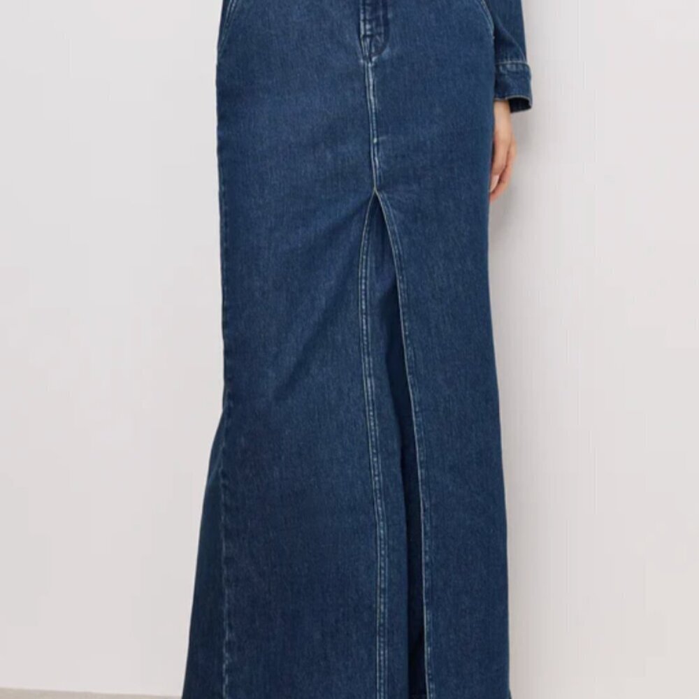 DENIM MAXI SKIRT INDIGO724 Good American 00 (Tailored at waist) - Picture 3 of 4